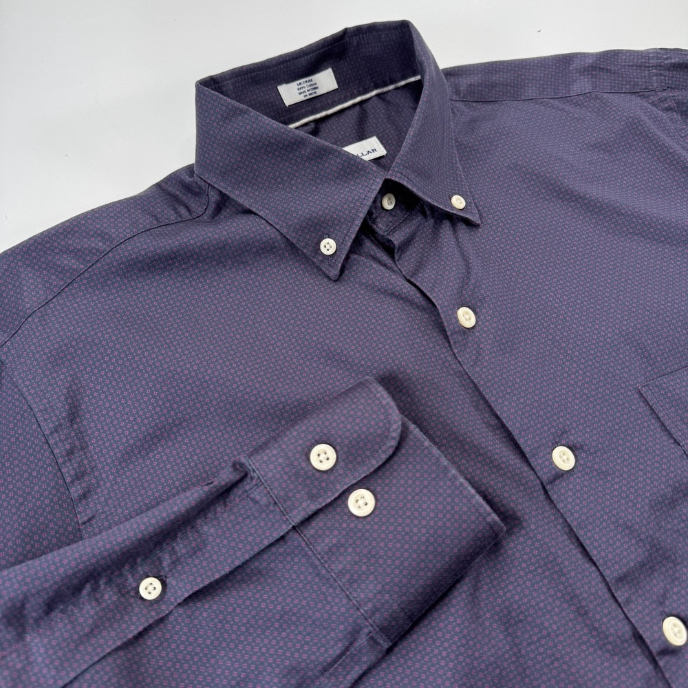 PETER MILLAR Long Sleeve Button Down Shirt Mens Medium Purple Geometric All Over